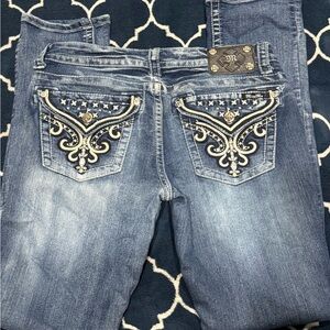 Miss Me Straight Jeans 29 Bling Pockets Medium Wash